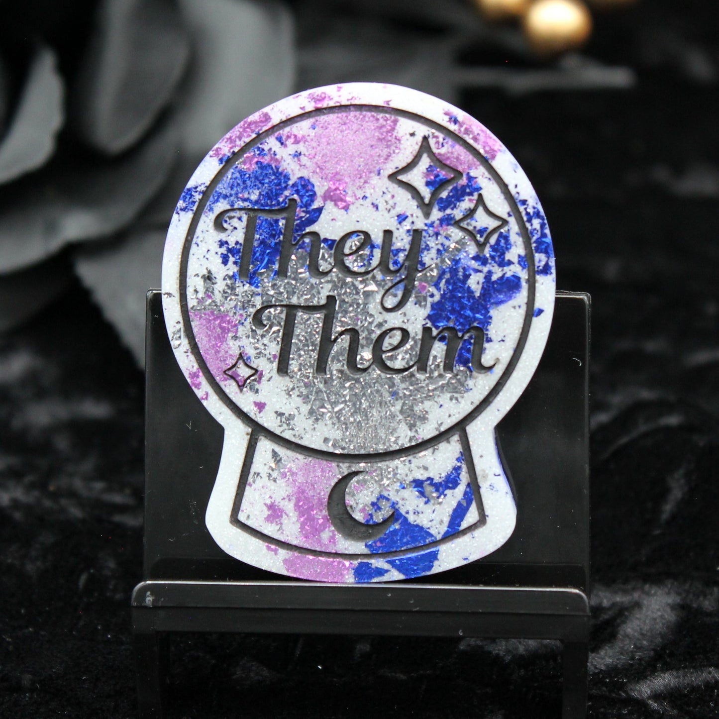 They/Them - Crystal Ball Resin Pronoun Pin