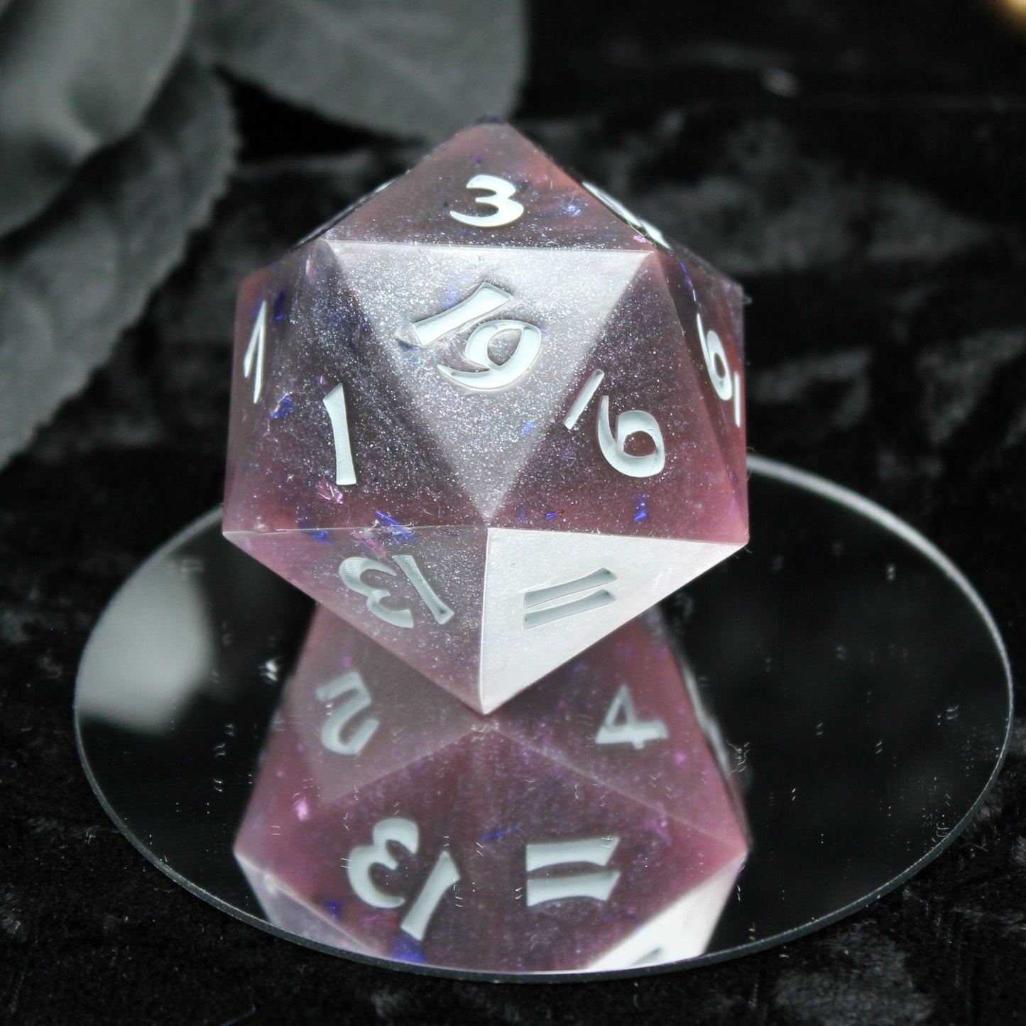 Mauve Nebula d20 - 40mm Resin Gaming Die - Roman Font - **Second Quality**