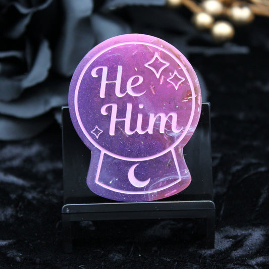 He/Him - Crystal Ball Resin Pronoun Pin