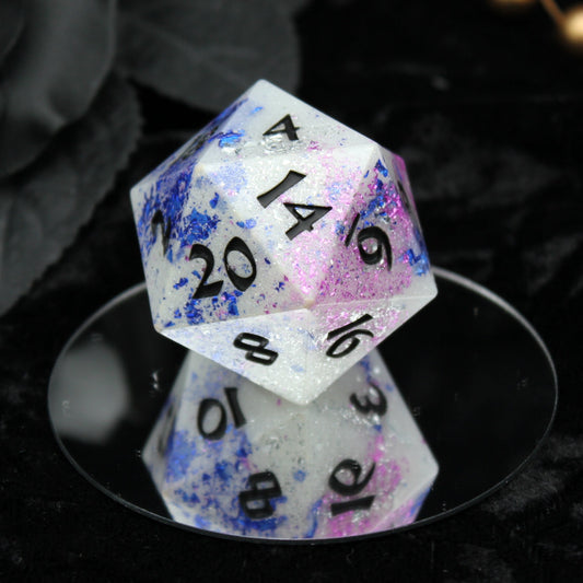 Winter Starburst d20 - 40mm Resin Gaming Die - Roman Font - **Second Quality**