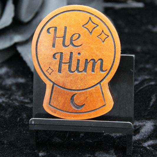 He/Him - Crystal Ball Resin Pronoun Pin