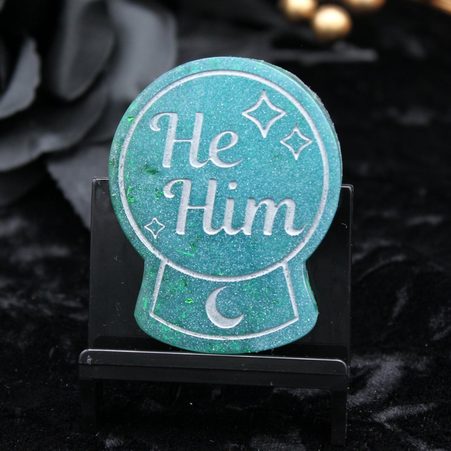 He/Him - Crystal Ball Resin Pronoun Pin