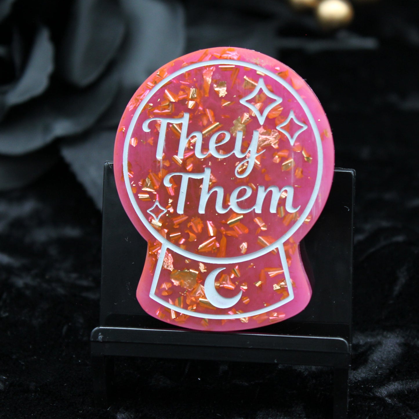 They/Them - Crystal Ball Resin Pronoun Pin