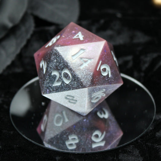 Mauve Nebula d20 - 40mm Resin Gaming Die - Roman Font - **Second Quality**