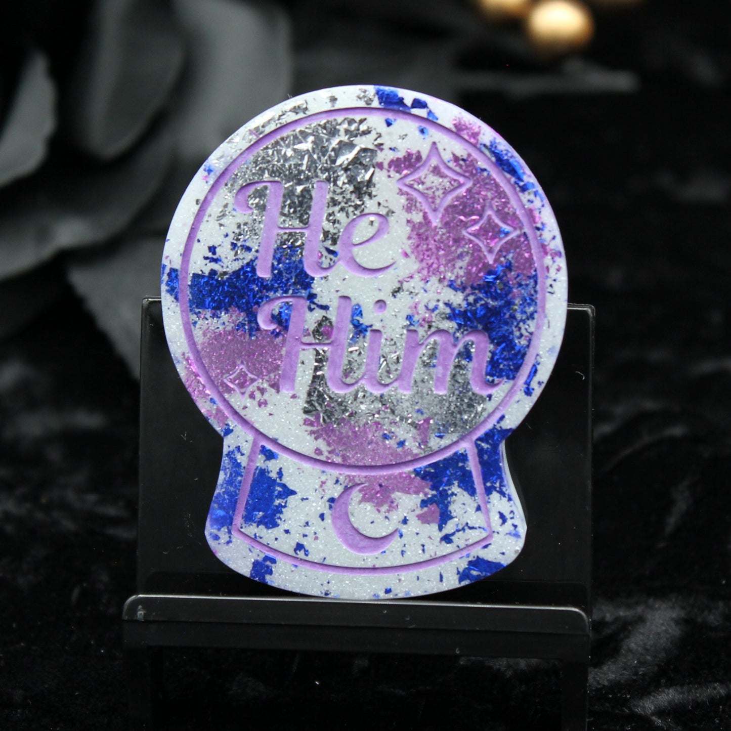 He/Him - Crystal Ball Resin Pronoun Pin