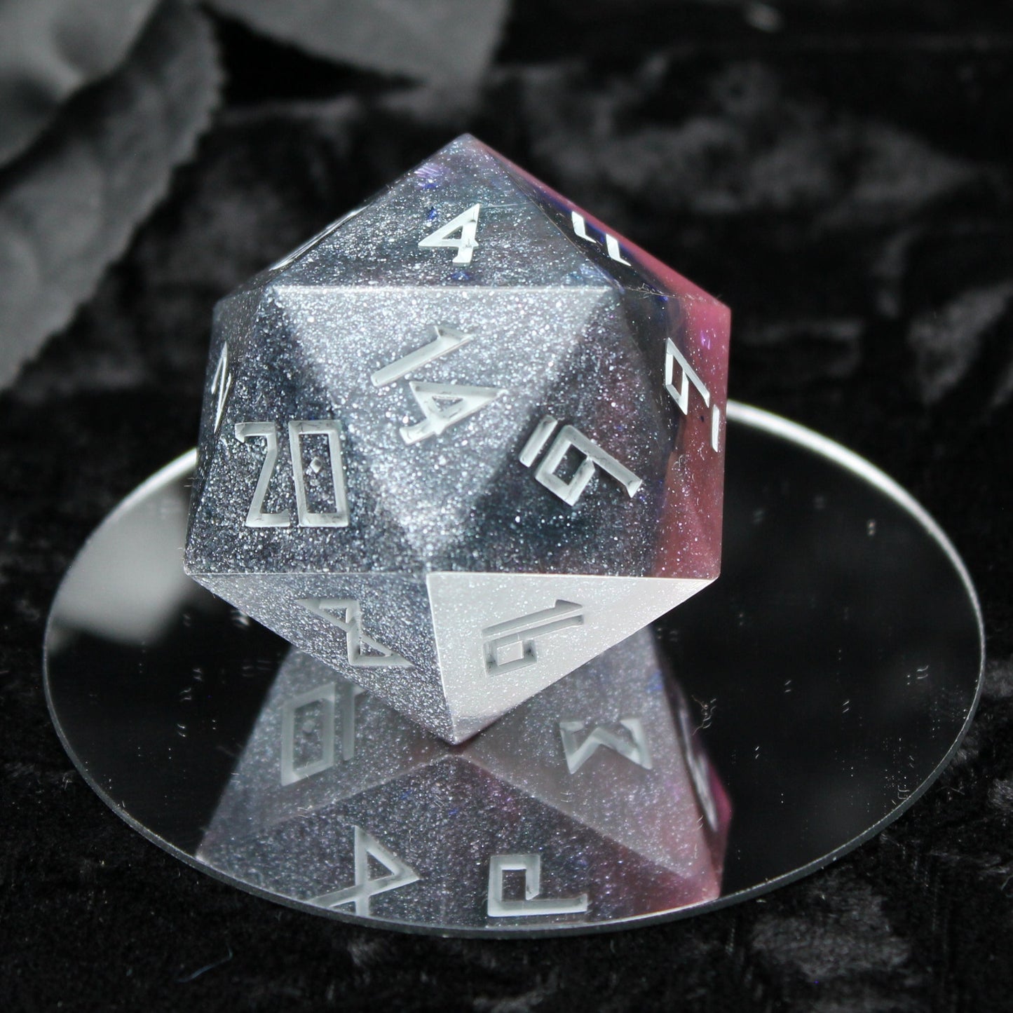 Mauve Nebula d20 - 40mm Resin Gaming Die - Runic Font - **Second Quality**