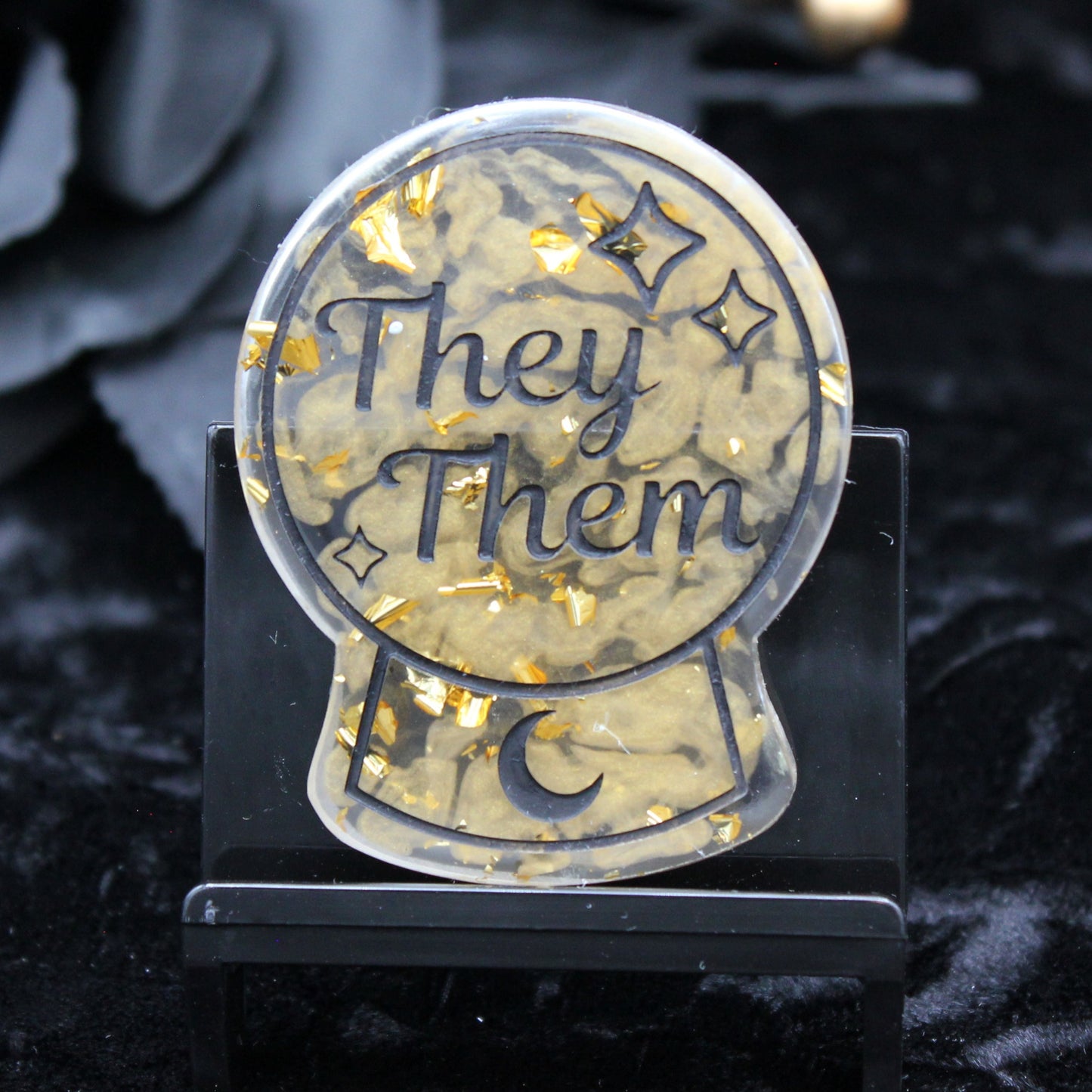 They/Them - Crystal Ball Resin Pronoun Pin