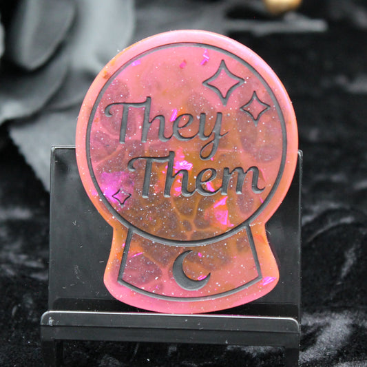 They/Them - Crystal Ball Resin Pronoun Pin