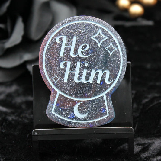 He/Him - Crystal Ball Resin Pronoun Pin