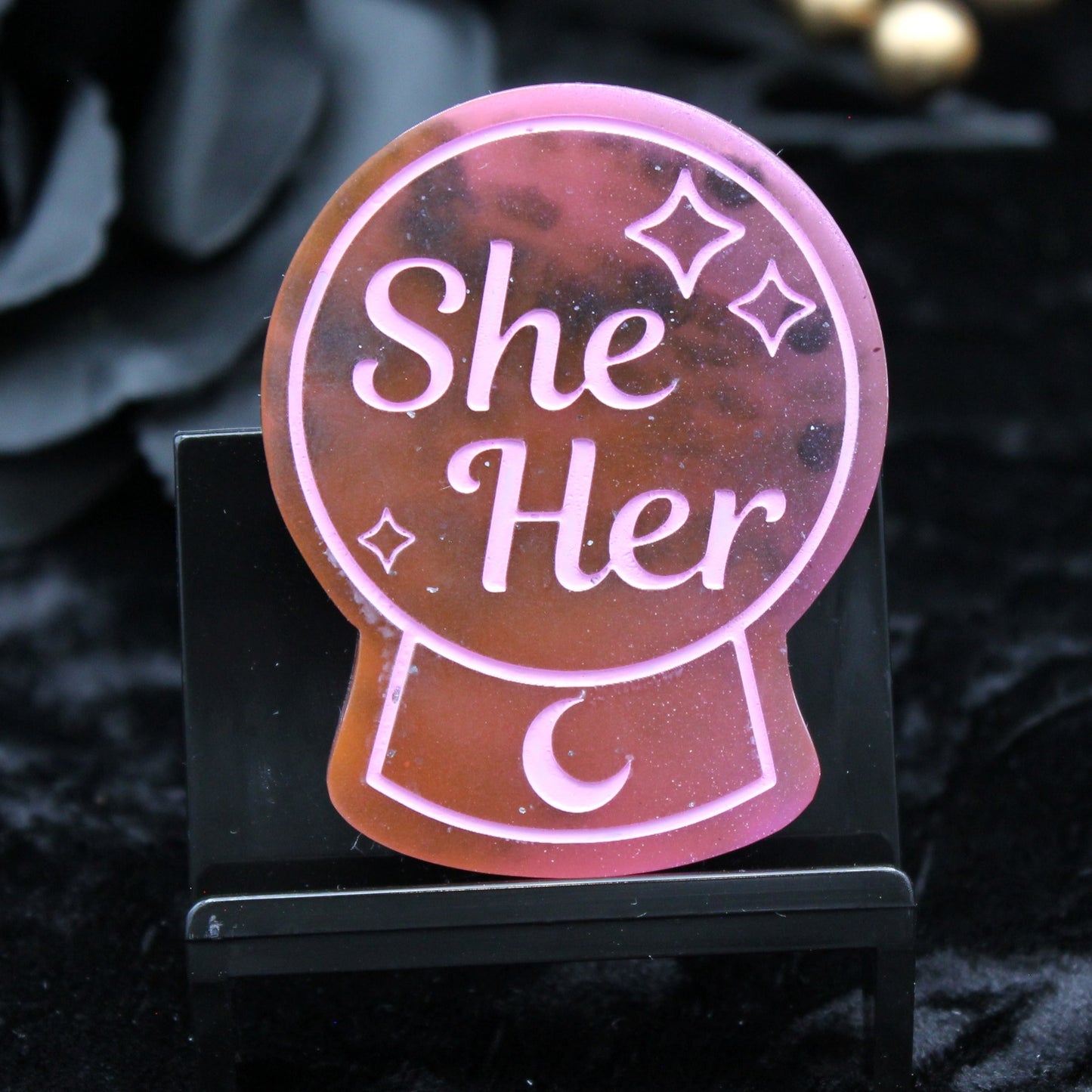 She/Her - Crystal Ball Resin Pronoun Pin