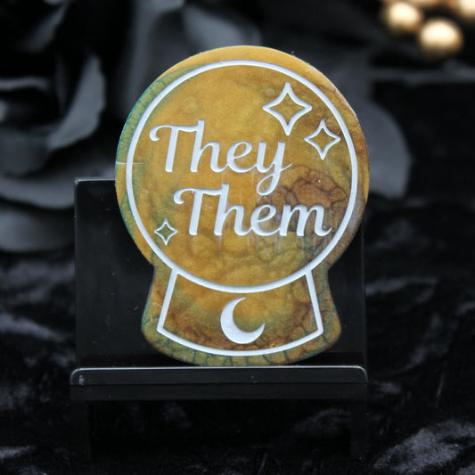 They/Them - Crystal Ball Resin Pronoun Pin