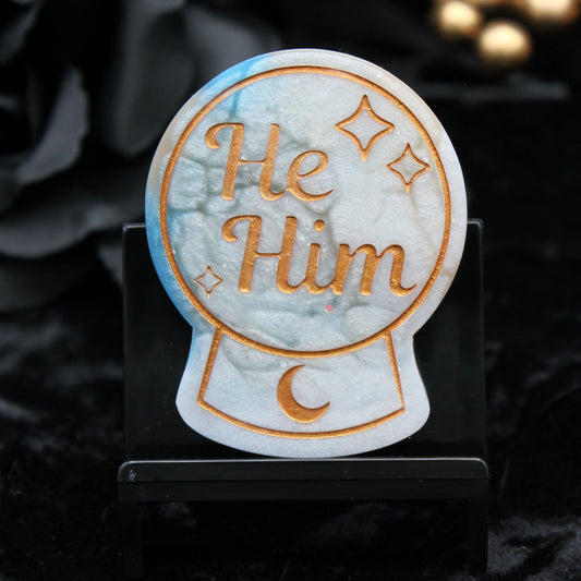 He/Him - Crystal Ball Resin Pronoun Pin