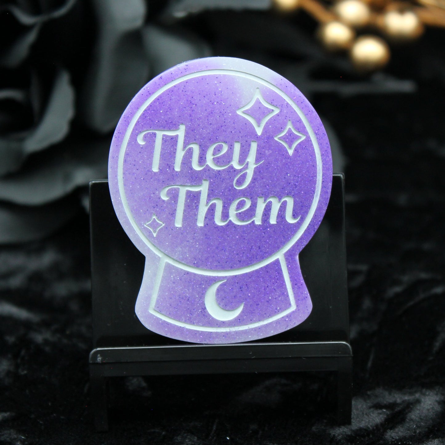 They/Them - Crystal Ball Resin Pronoun Pin