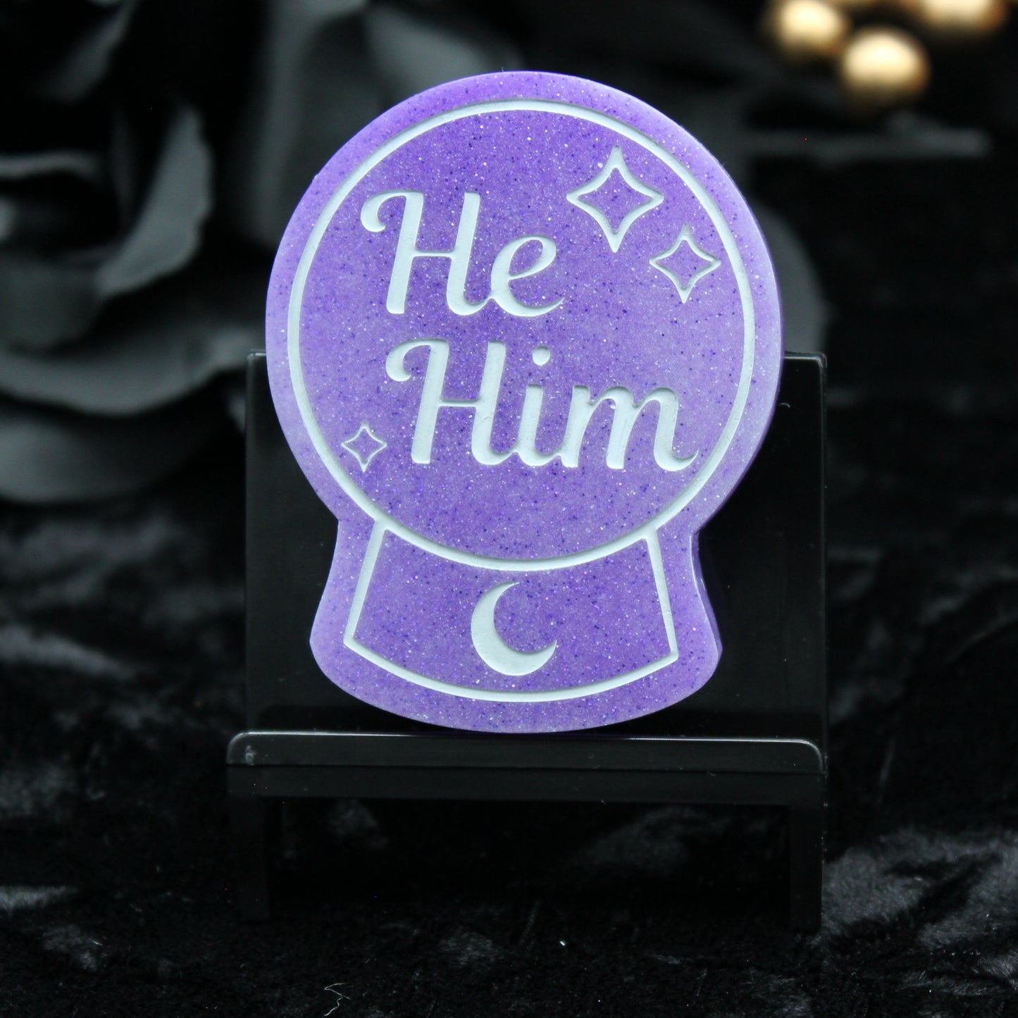 He/Him - Crystal Ball Resin Pronoun Pin