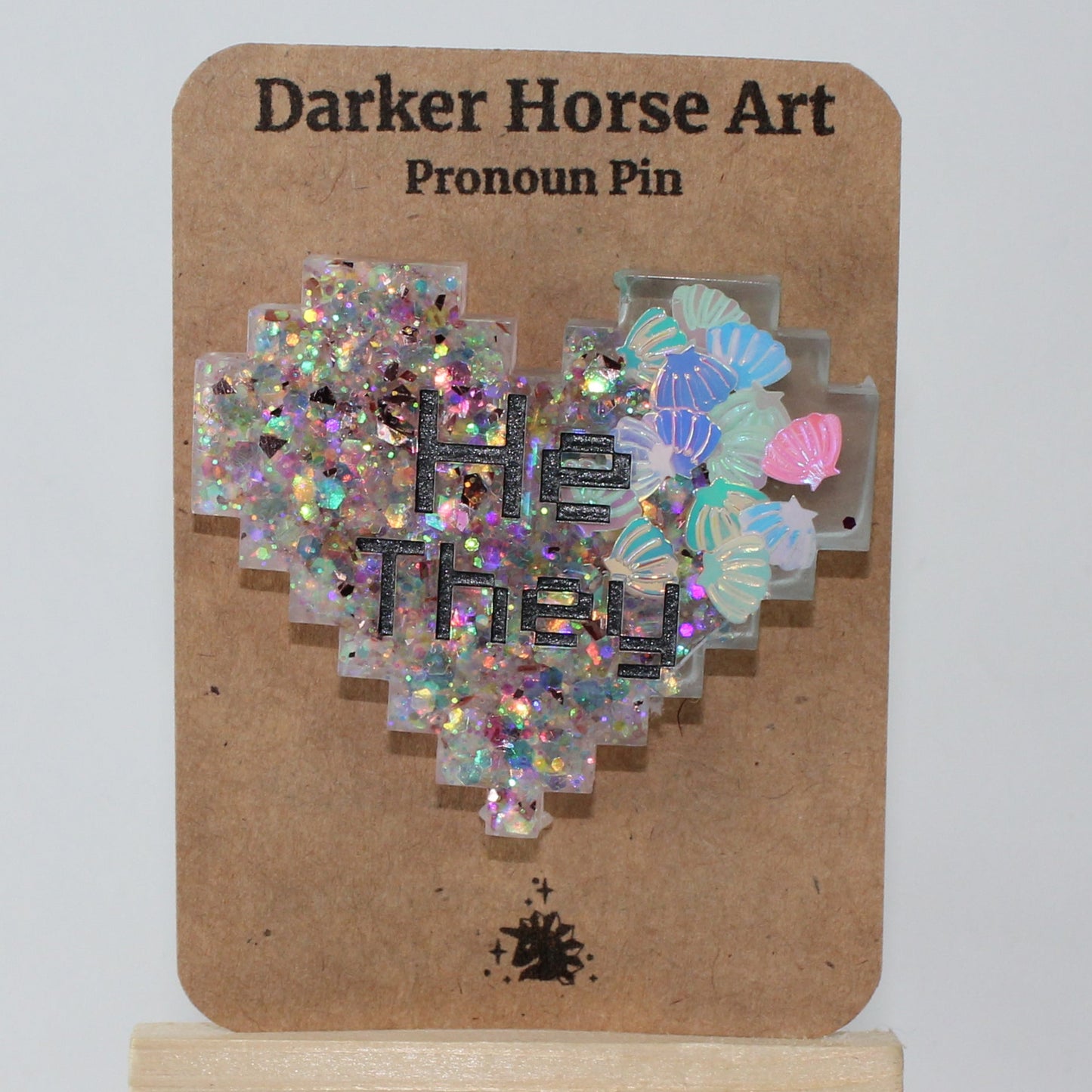 He/They - Pixel Heart Pronoun Pin