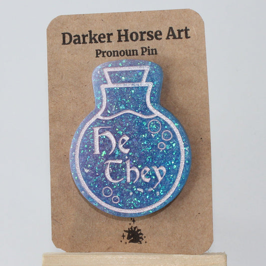 He/They - Potion Bottle Pronoun Pin