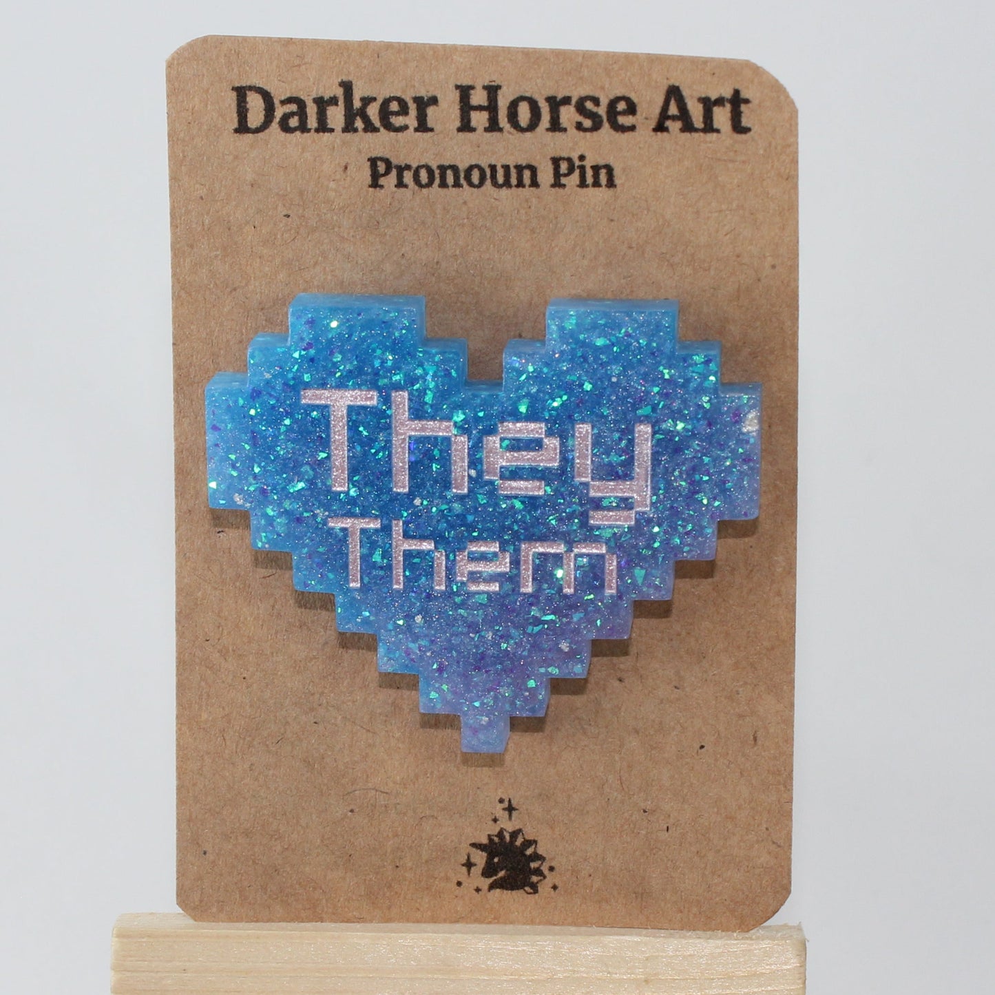 They/Them - Pixel Heart Pronoun Pin