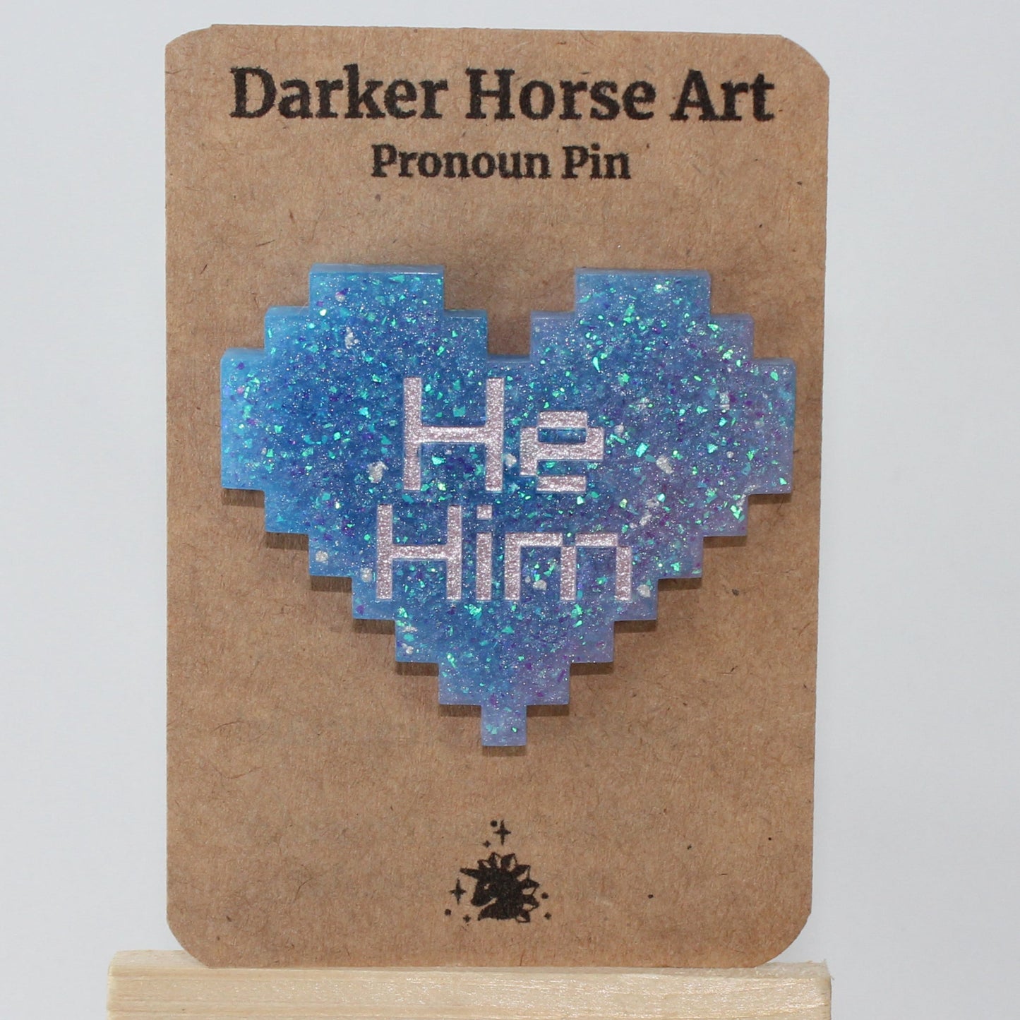 He/Him - Pixel Heart Pronoun Pin