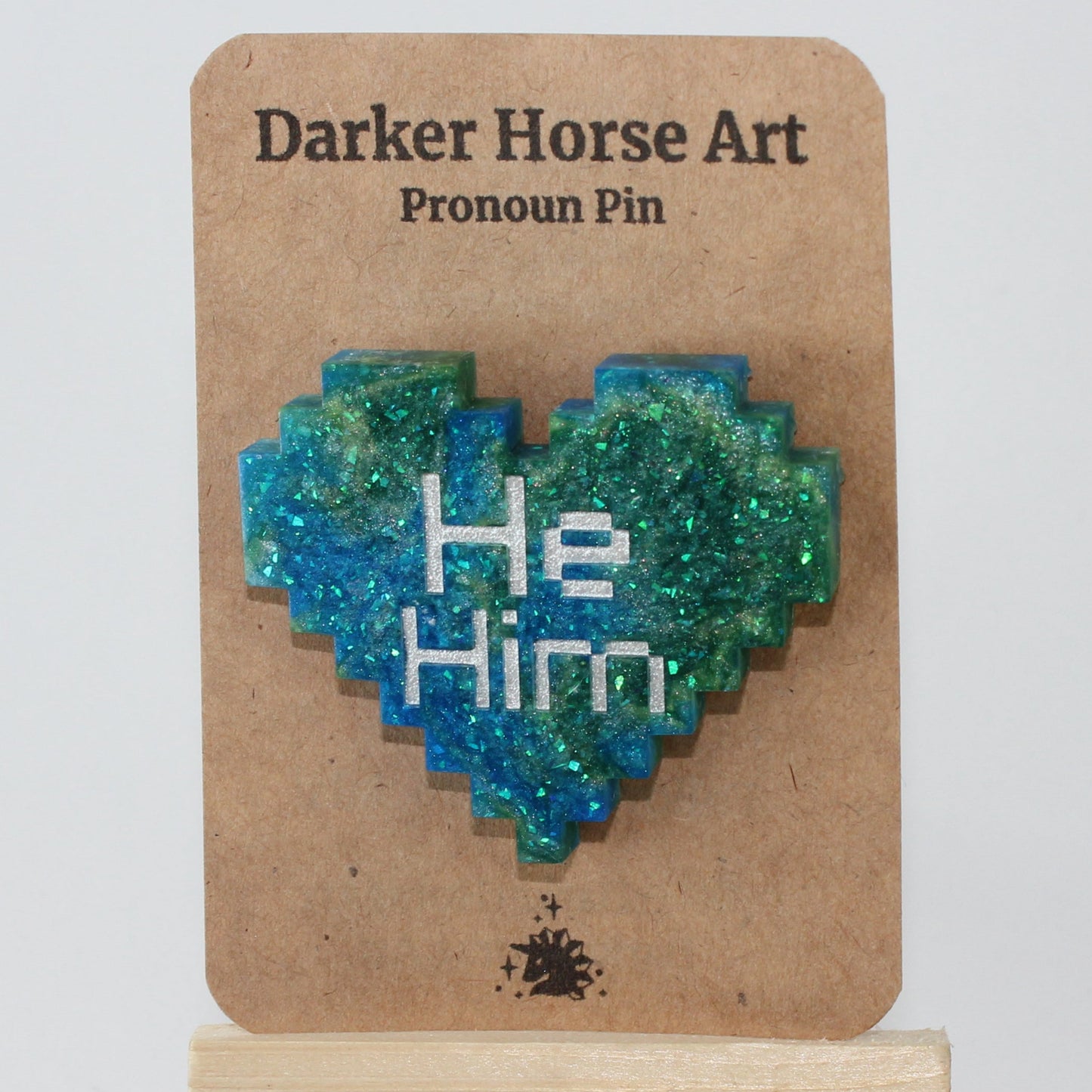 He/Him - Pixel Heart Pronoun Pin