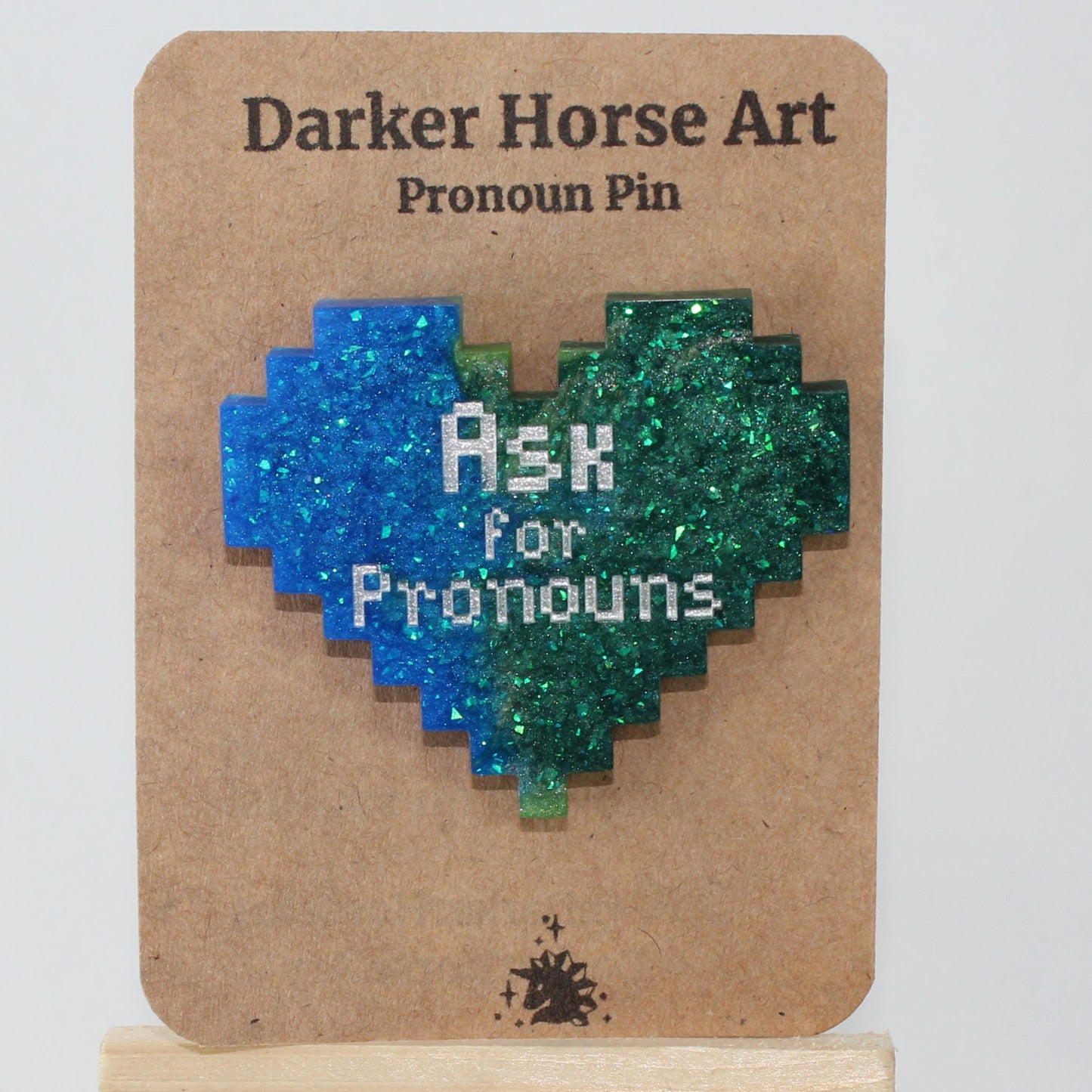 Ask for Pronouns - Pixel Heart Pronoun Pin