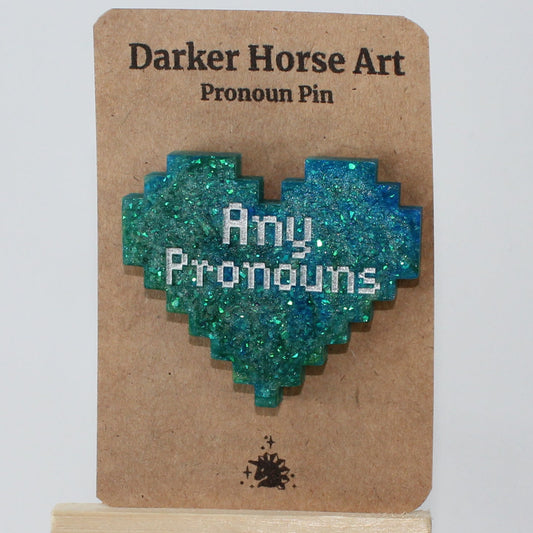 Any Pronouns - Pixel Heart Pronoun Pin