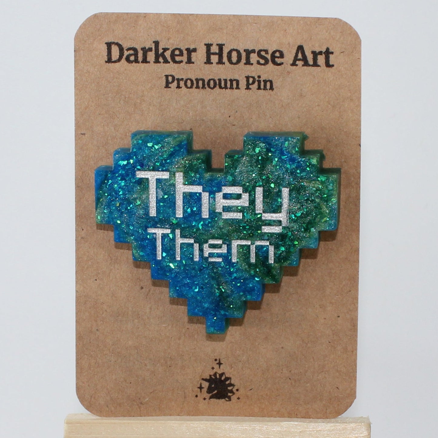 They/Them - Pixel Heart Pronoun Pin