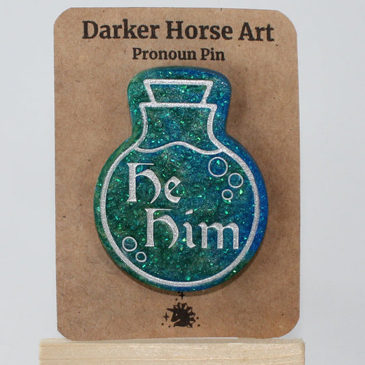 He/Him - Potion Bottle Pronoun Pin