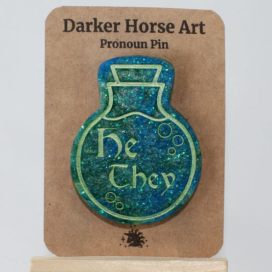 He/They - Potion Bottle Pronoun Pin