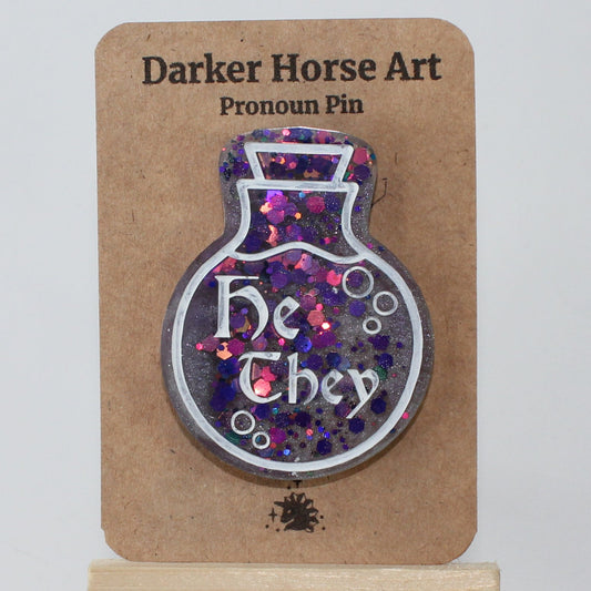 He/They - Potion Bottle Pronoun Pin