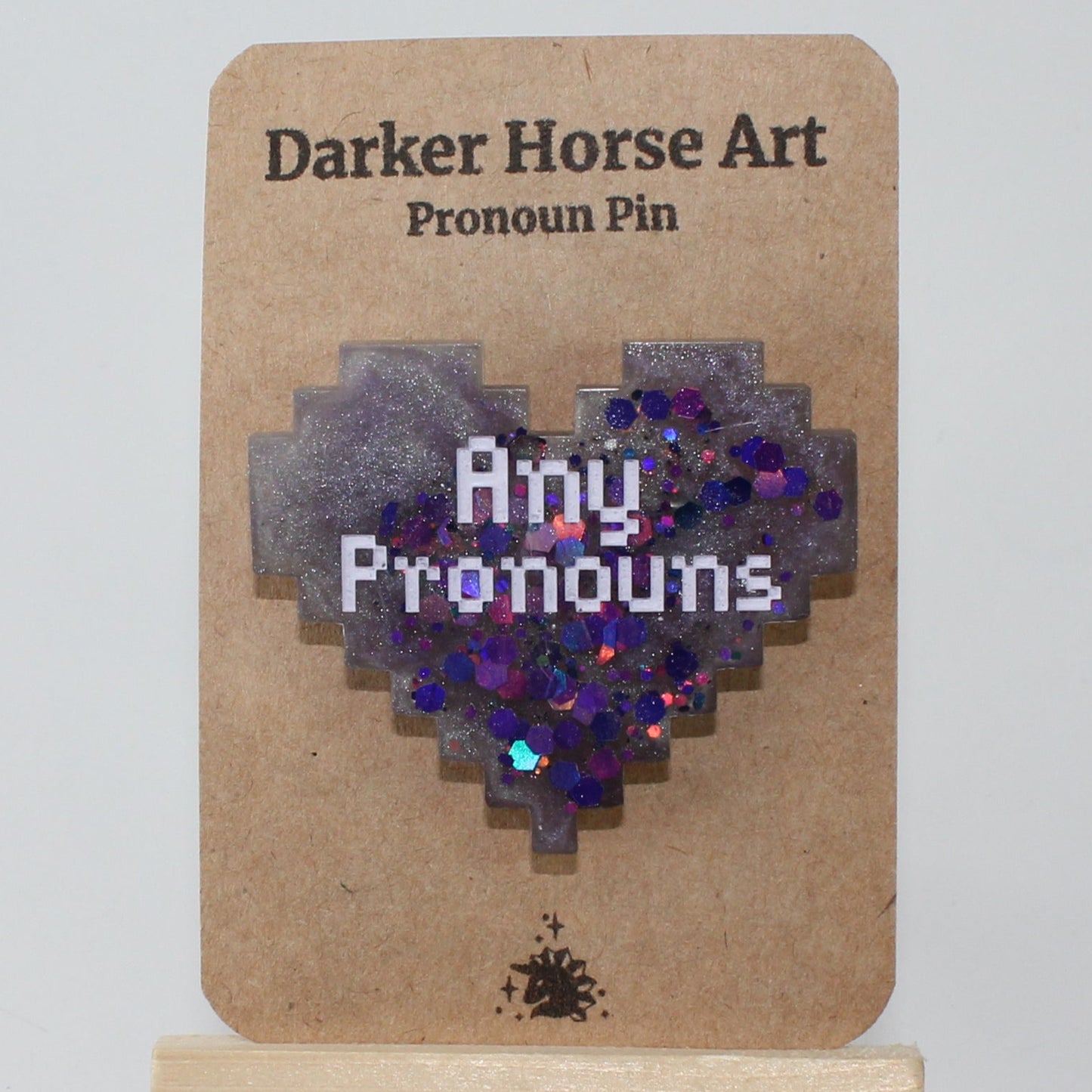 Any Pronouns - Pixel Heart Pronoun Pin