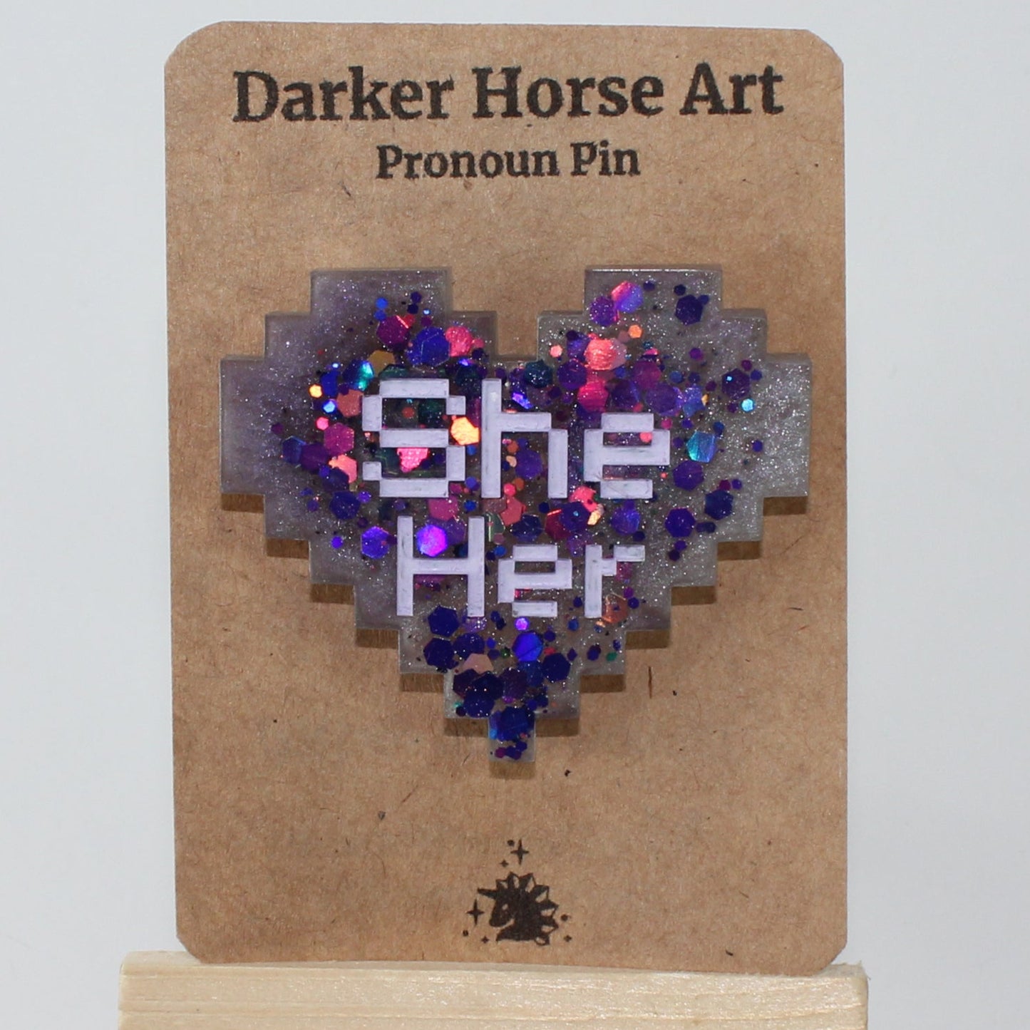 She/Her - Pixel Heart Pronoun Pin