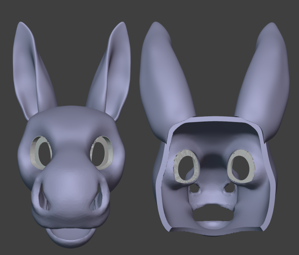 Donkey Fursuit Head Base - TPU, Print-to-Order