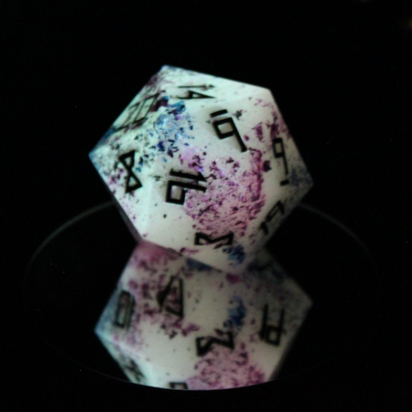 Winter Starburst d20 - 40mm Resin Gaming Die - Runic Font - **Second Quality**