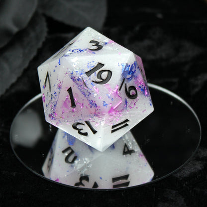 Winter Starburst d20 - 40mm Resin Gaming Die - Roman Font - **Second Quality**