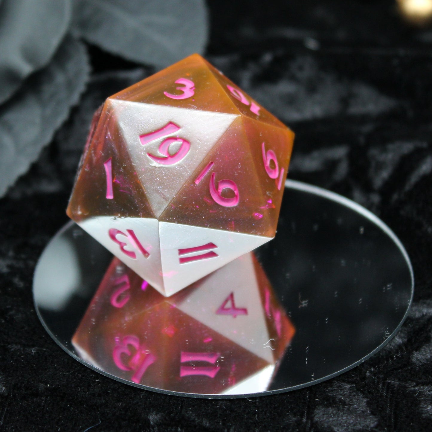 Fuchsia Storm d20 - 40mm Resin Gaming Die - Roman Font - **Second Quality**