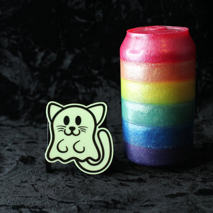 Ghost Kitty Glowing Sticker - 2.5 in