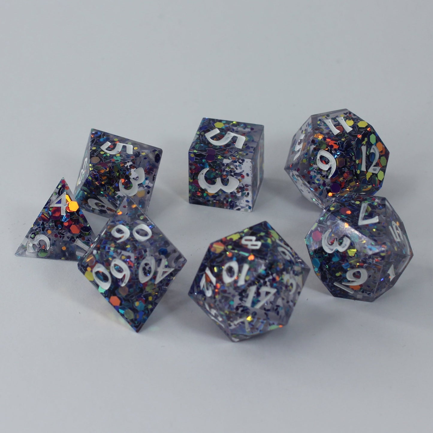 Radiant Gravity - Set of 7 Gaming Dice - Roman Font