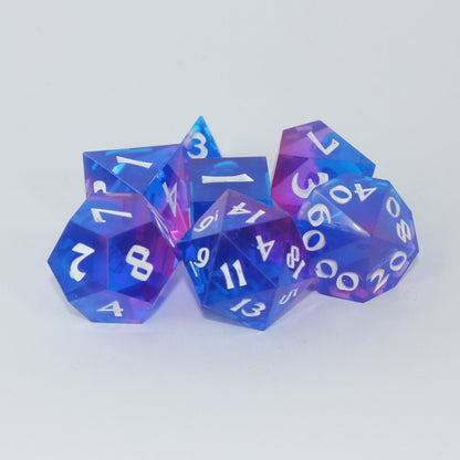 Neon Night Life - Set of 7 Gaming Dice - Roman Font