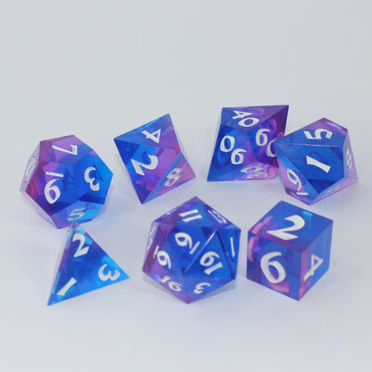 Neon Night Life - Set of 7 Gaming Dice - Roman Font