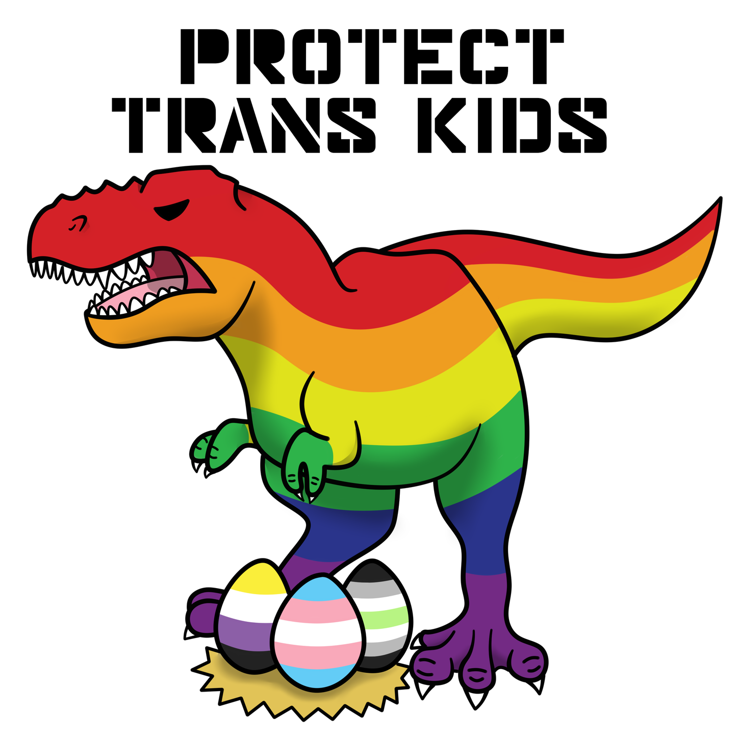 Protect Trans Kids Rex Sticker - 3in