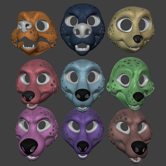 Canine Fursuit Head Bases (3D Printed)