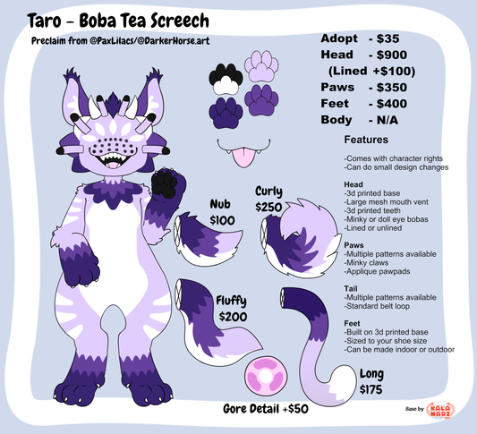 Taro - Adoptable/Fursuit Preclaim