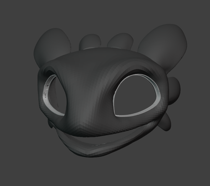 Nightfury Fursuit Head Base - TPU, Print-to-Order