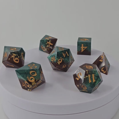 Druidic Dreams - Set of 7 Gaming Dice - Roman Font