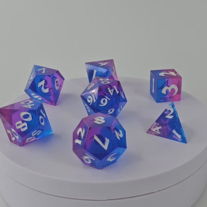 Neon Night Life - Set of 7 Gaming Dice - Roman Font