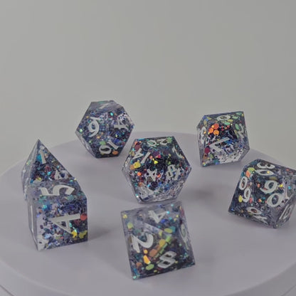 Radiant Gravity - Set of 7 Gaming Dice - Roman Font