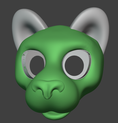 Small Cat Fursuit Head Base - TPU, Print-to-Order